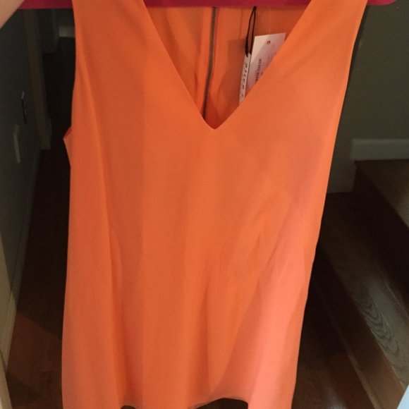 ALICE + OLIVIA Orange Silk Shift Dress with Cutouts - Picture 9 of 9